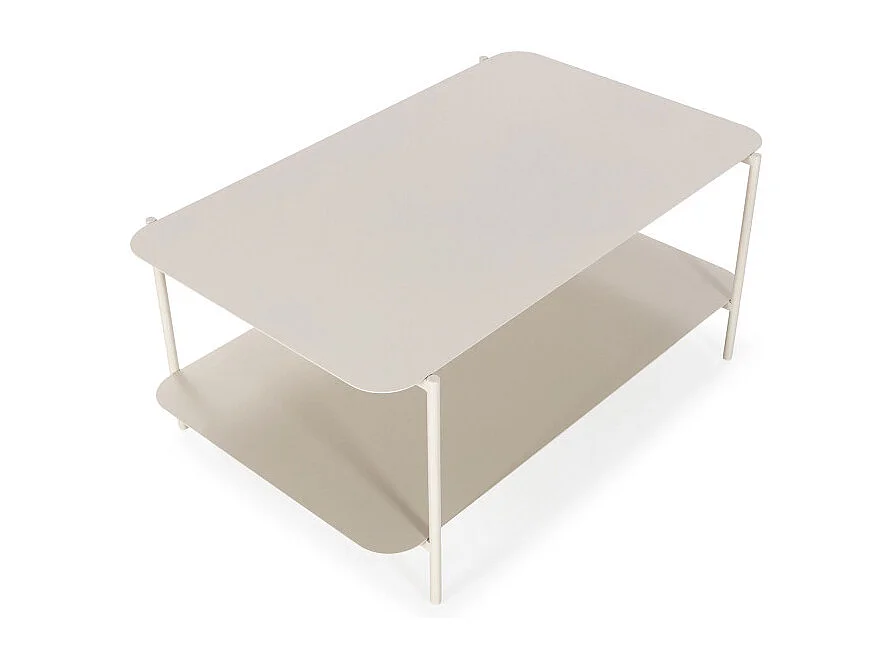 Judith - Table basse rectangulaire en métal à double plateau - Beige