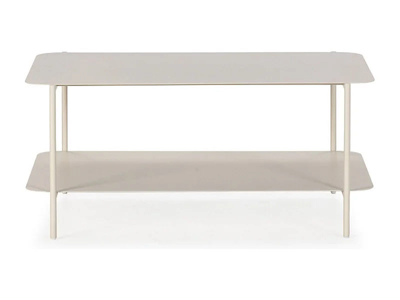 Judith - Table basse rectangulaire en métal à double plateau - Beige