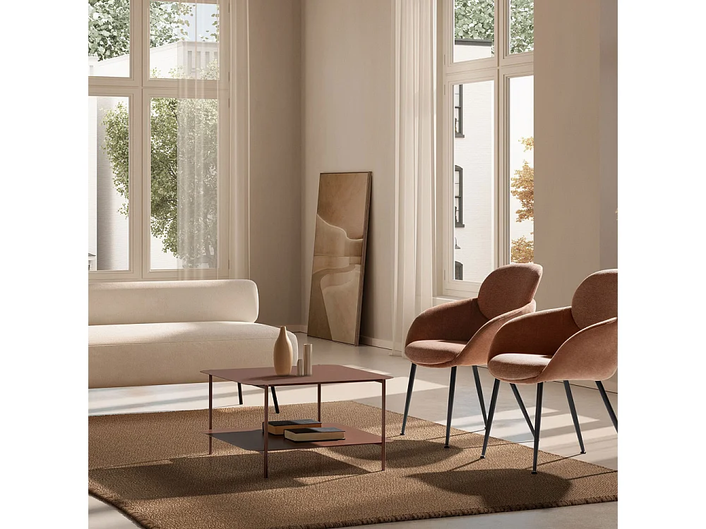 Judith - Table basse en métal à double plateau - Marron glacé