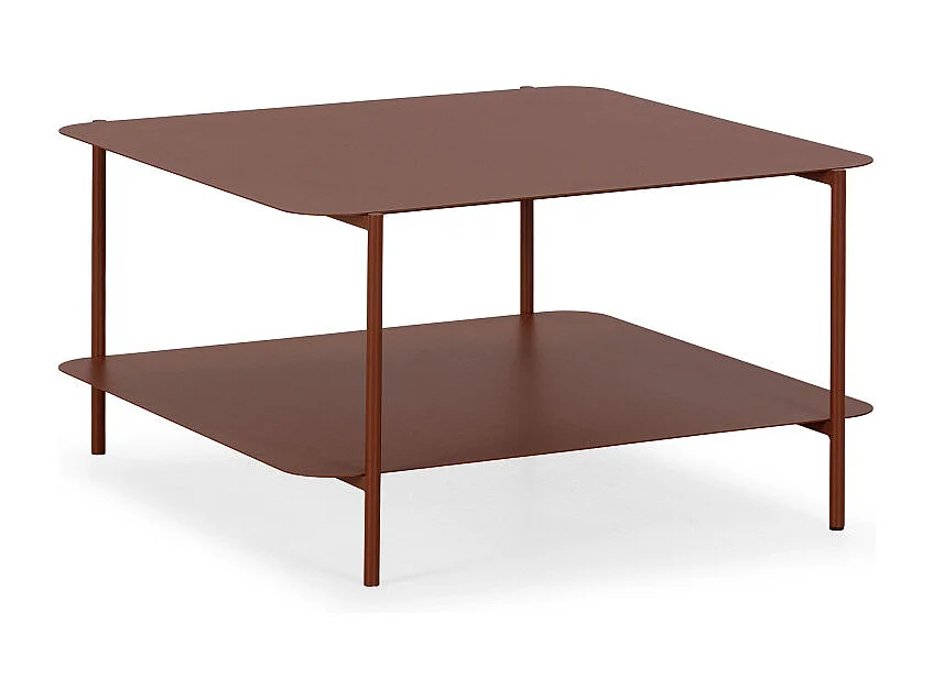 Judith - Table basse en métal à double plateau - Marron glacé
