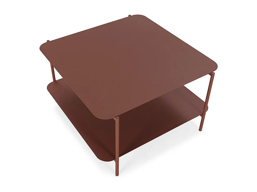 Judith - Table basse en métal à double plateau - Marron glacé