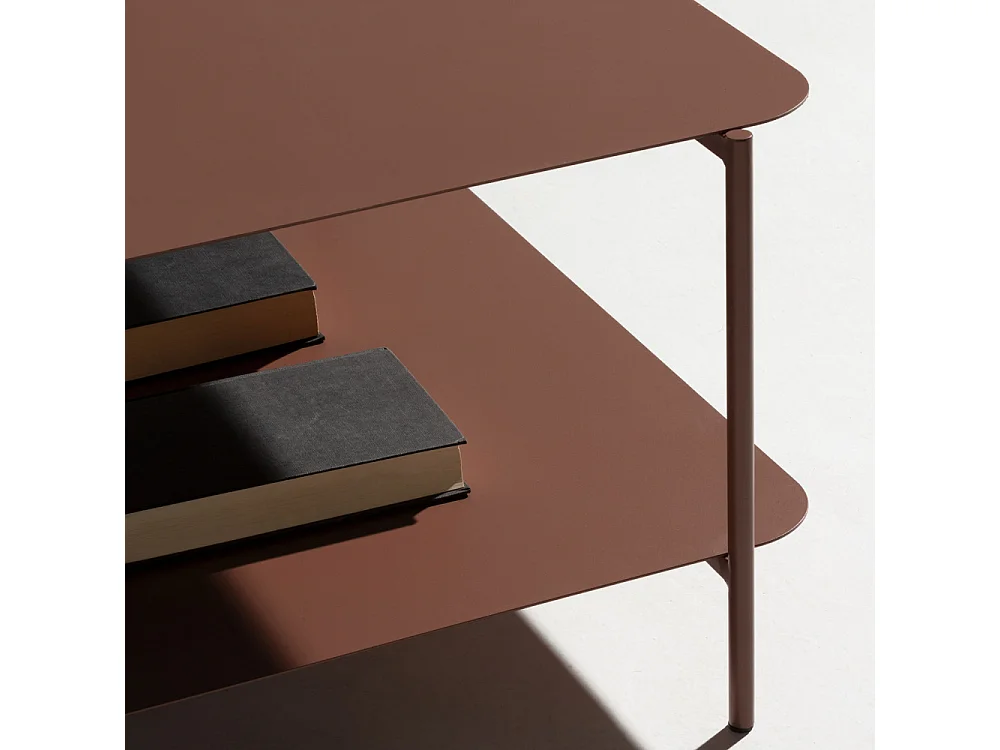 Judith - Table basse en métal à double plateau - Marron glacé