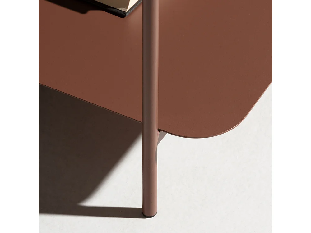 Judith - Table basse en métal à double plateau - Marron glacé