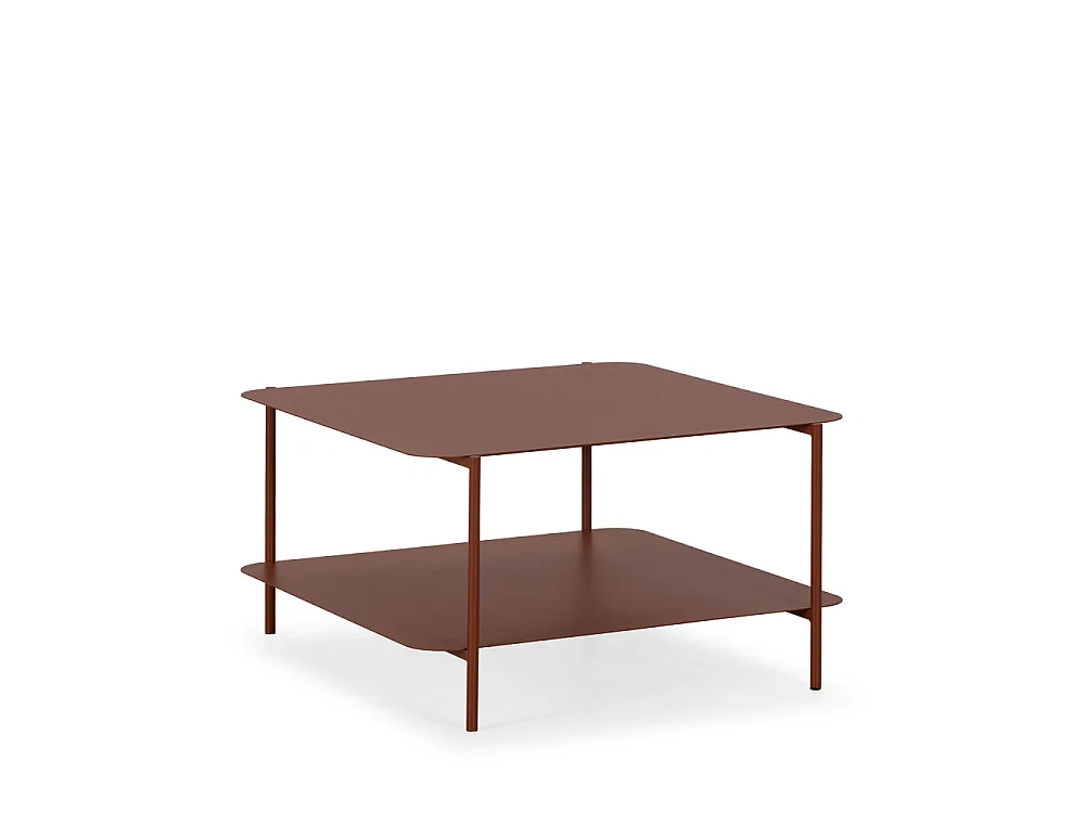 Judith - Table basse en métal à double plateau - Marron glacé