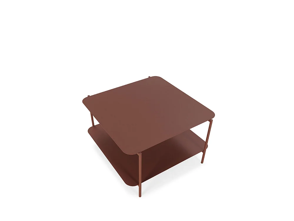 Judith - Table basse en métal à double plateau - Marron glacé