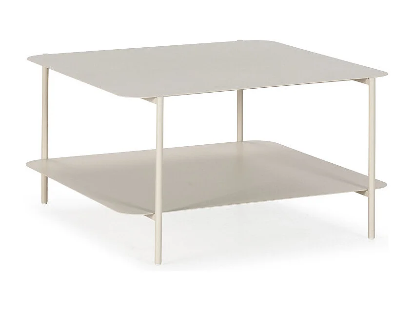 Judith - Table basse en métal à double plateau - Beige