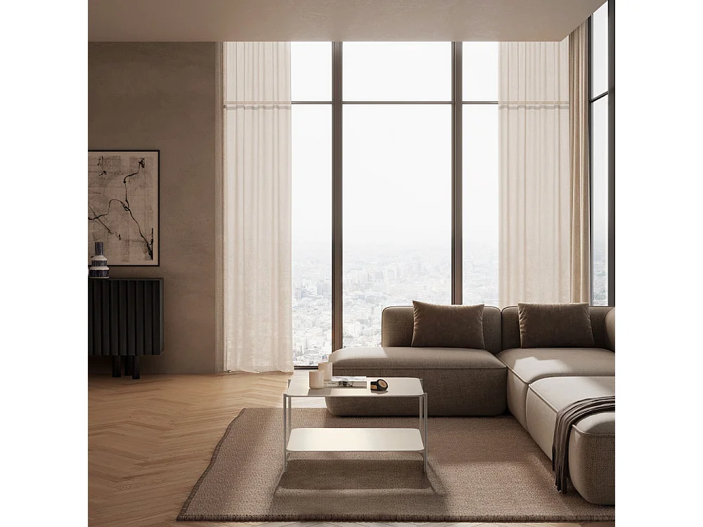 Judith - Table basse en métal à double plateau - Beige