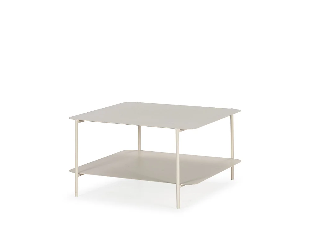 Judith - Table basse en métal à double plateau - Beige