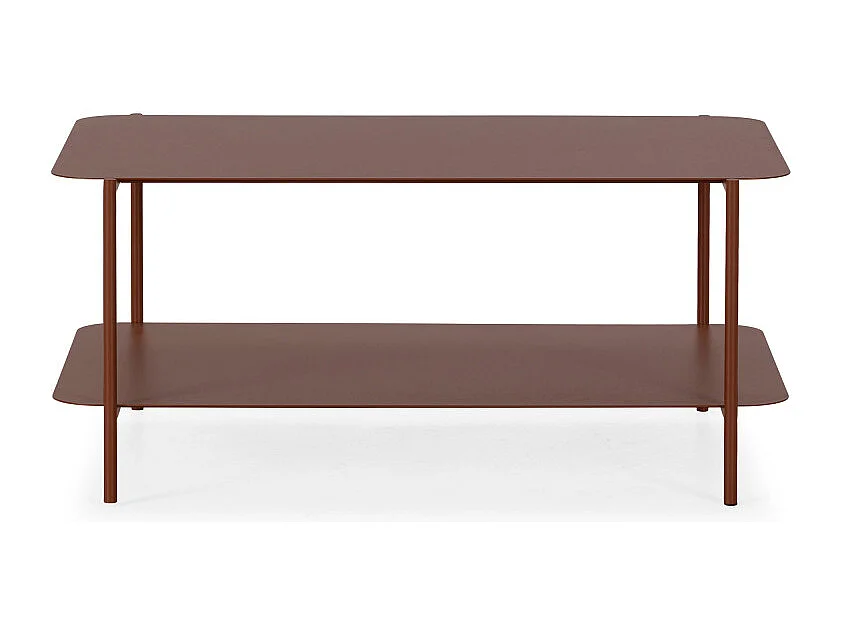 Judith - Table basse rectangulaire en métal à double plateau - Marron glacé