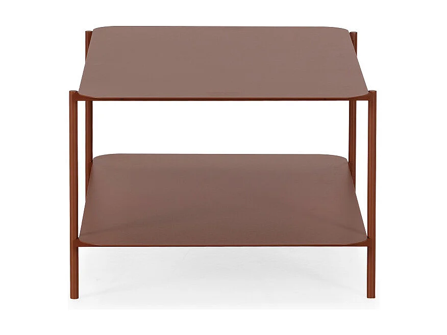 Judith - Table basse rectangulaire en métal à double plateau - Marron glacé