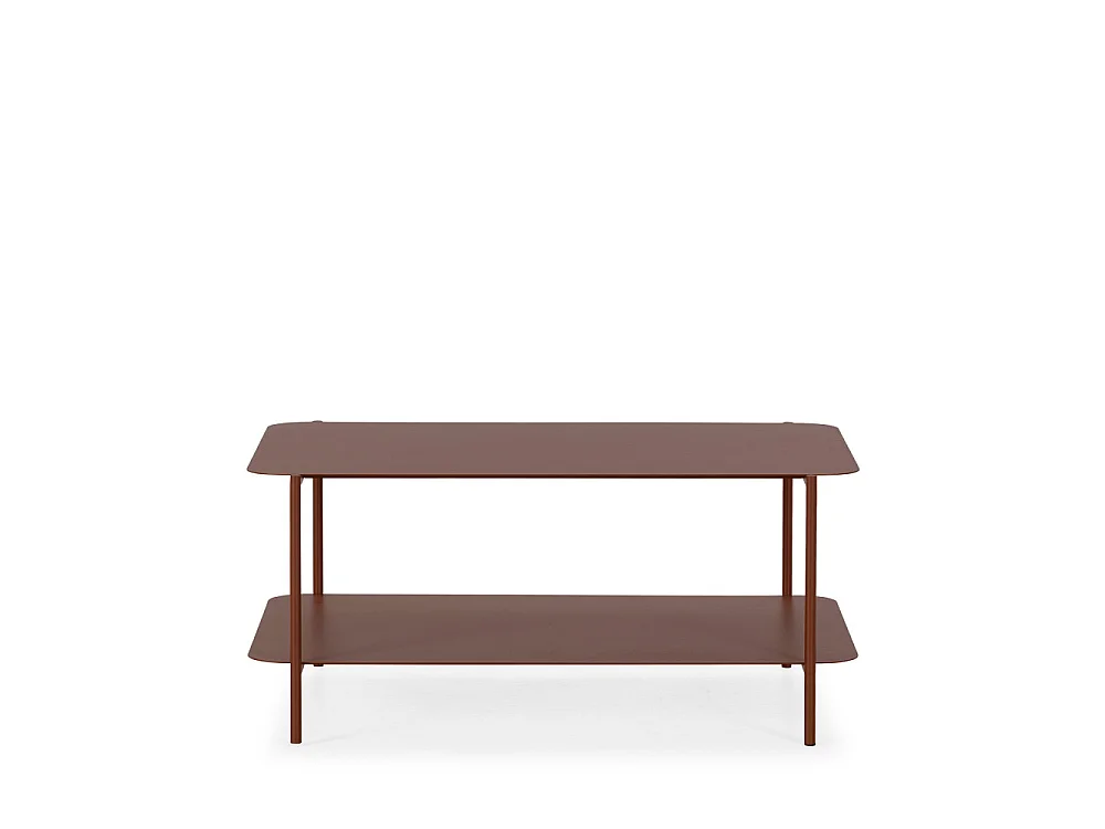 Judith - Table basse rectangulaire en métal à double plateau - Marron glacé