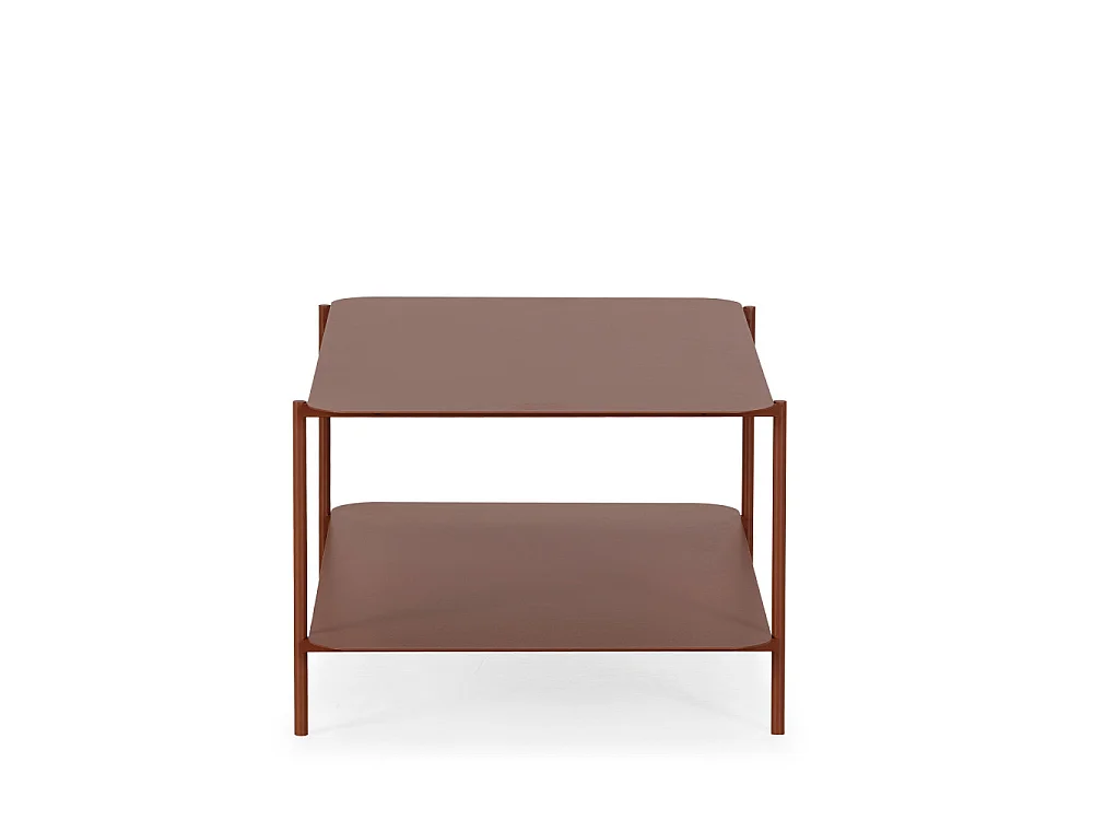 Judith - Table basse rectangulaire en métal à double plateau - Marron glacé