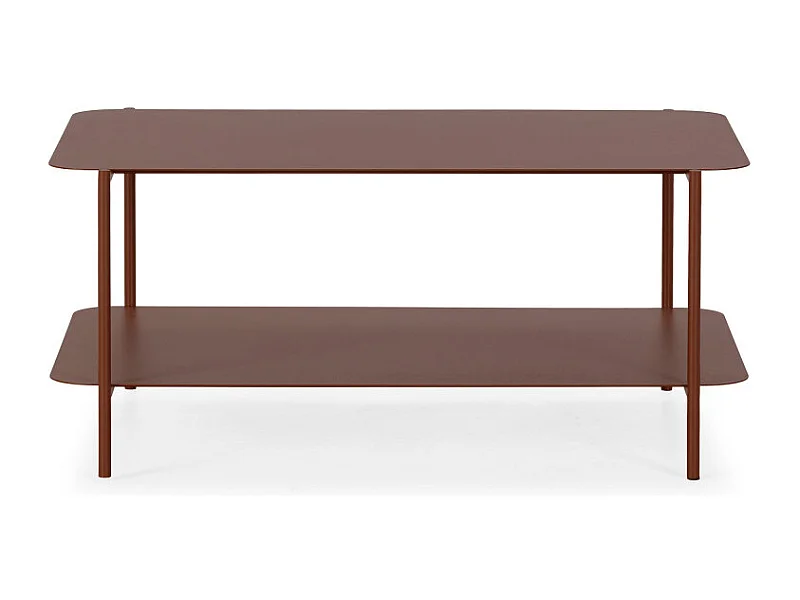 Judith - Table basse rectangulaire en métal à double plateau - Marron glacé