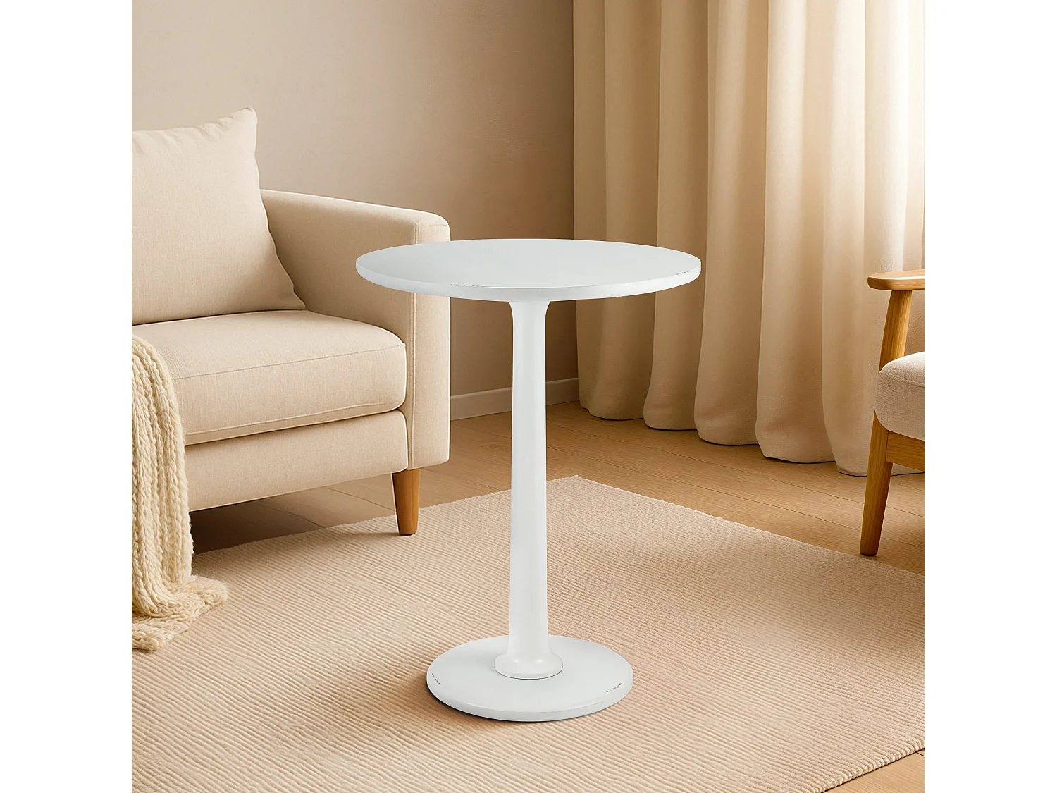Table d'appoint - rond Ø 60 cm - Bois - Blanc antique - Farragut