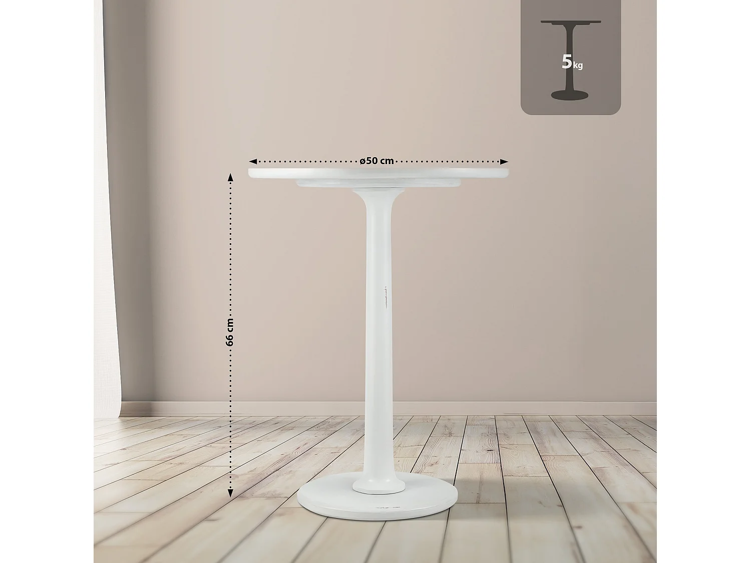 Table d'appoint - rond Ø 60 cm - Bois - Blanc antique - Farragut