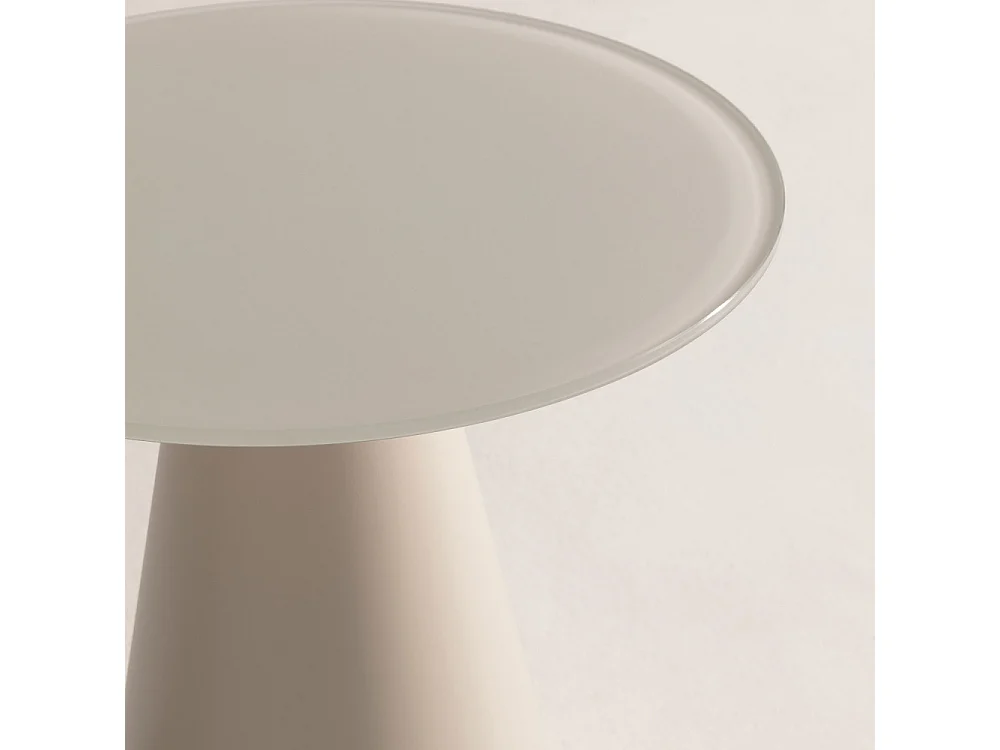 Celeste - Table d'appoint ronde en verre trempé et métal ø45cm - Beige