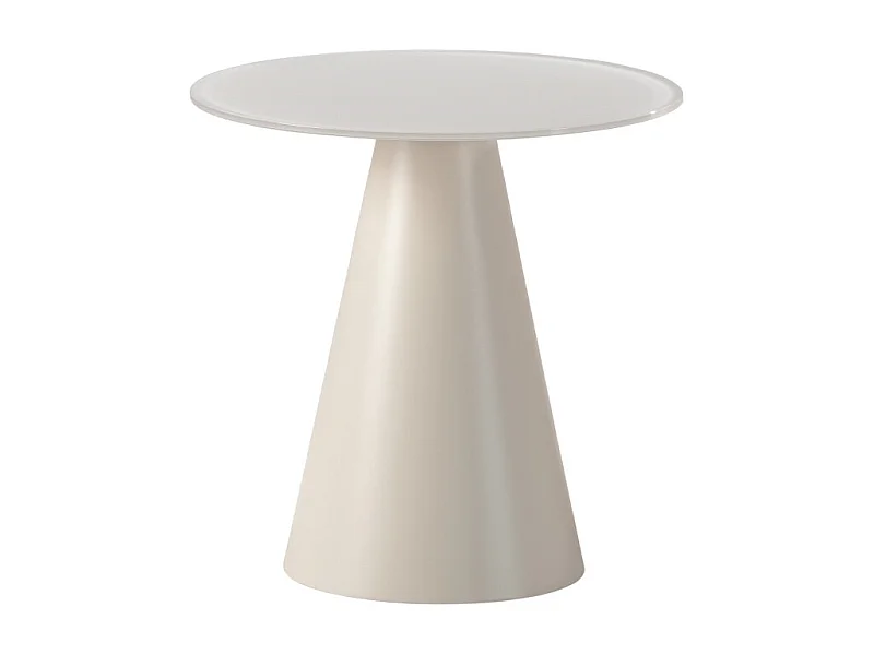 Celeste - Table d'appoint ronde en verre trempé et métal ø45cm - Beige