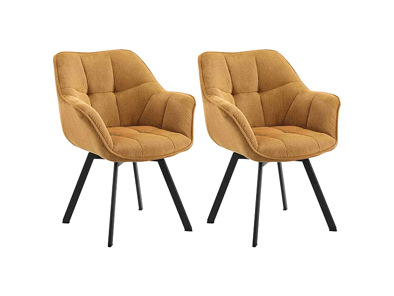 Lot de 2  chaises avec accoudoirs - Cordon - Orange - Jordi