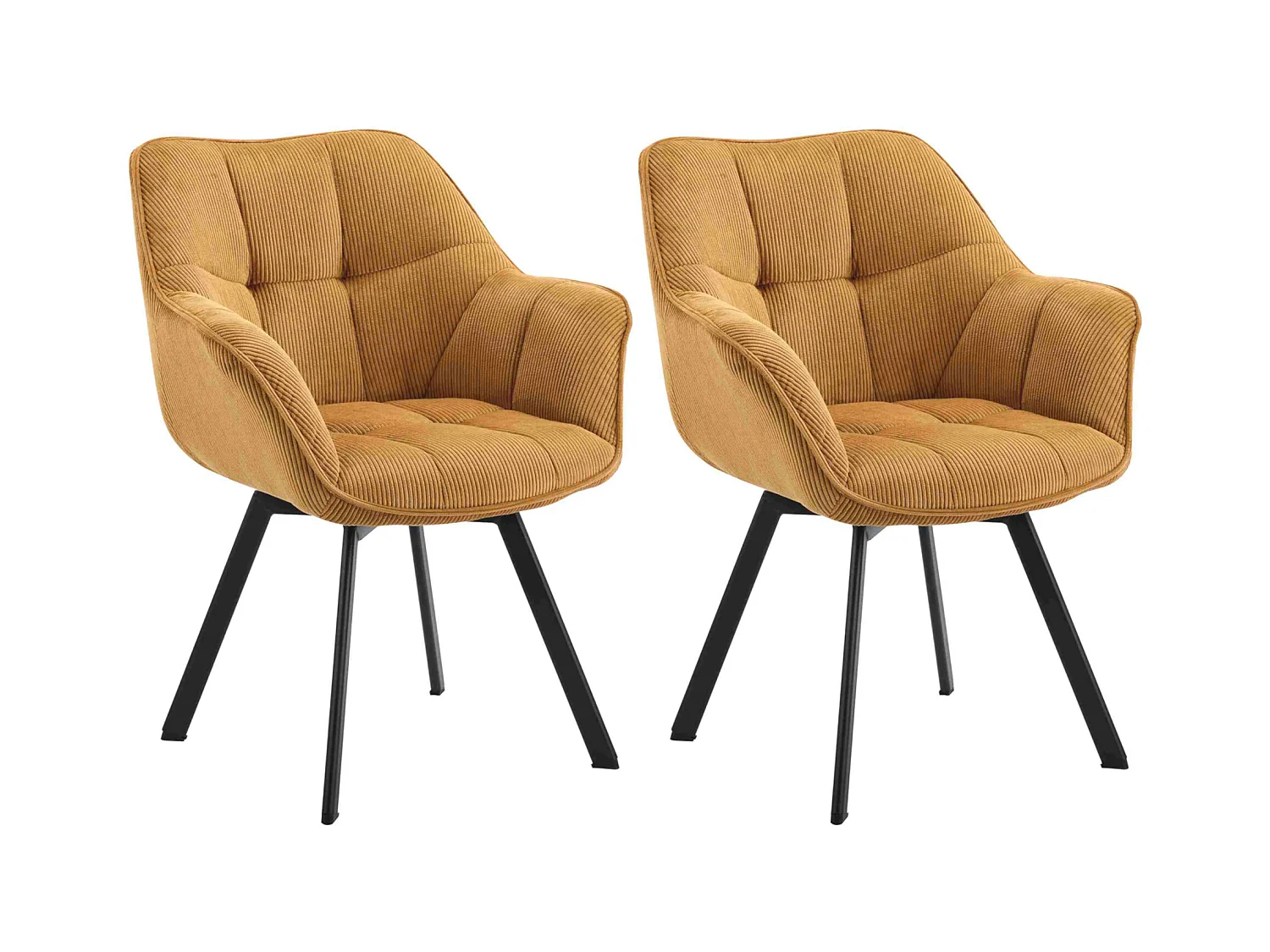 Lot de 2  chaises avec accoudoirs - Cordon - Orange - Jordi