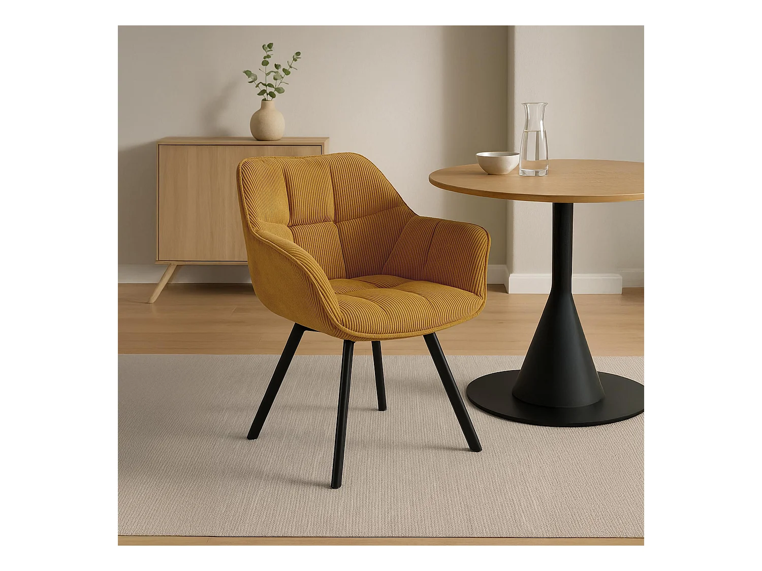 Lot de 2  chaises avec accoudoirs - Cordon - Orange - Jordi