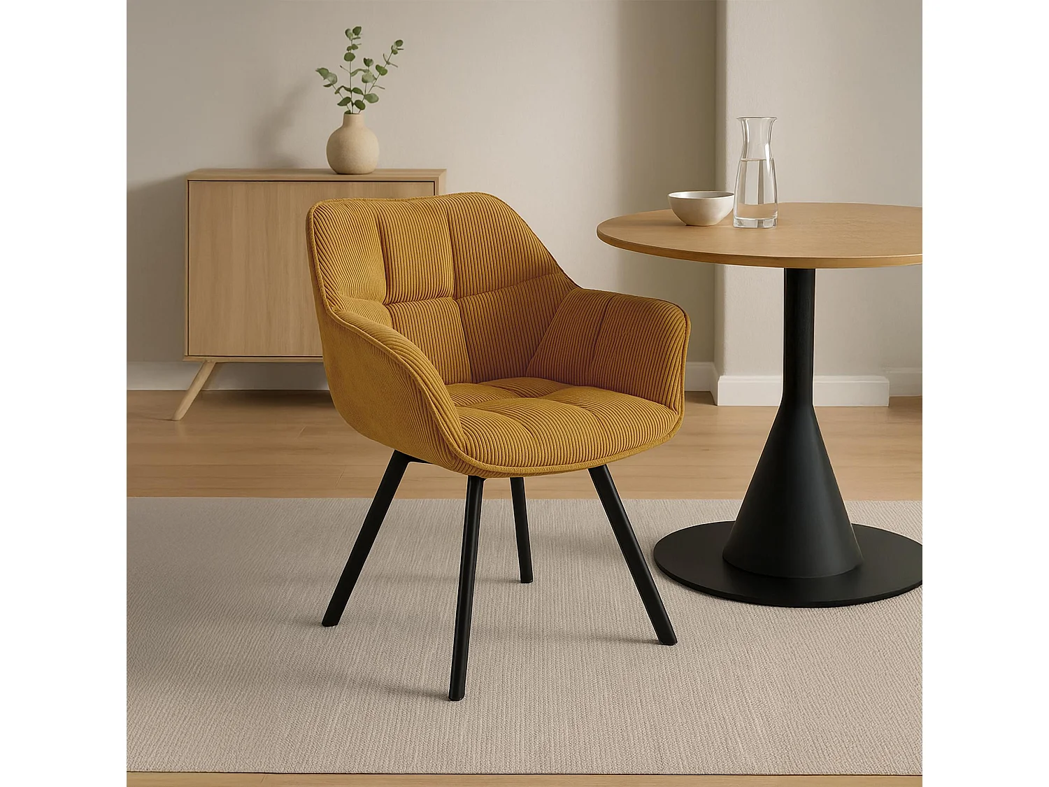 Lot de 2  chaises avec accoudoirs - Cordon & Antique foncé - Orange - Jordi