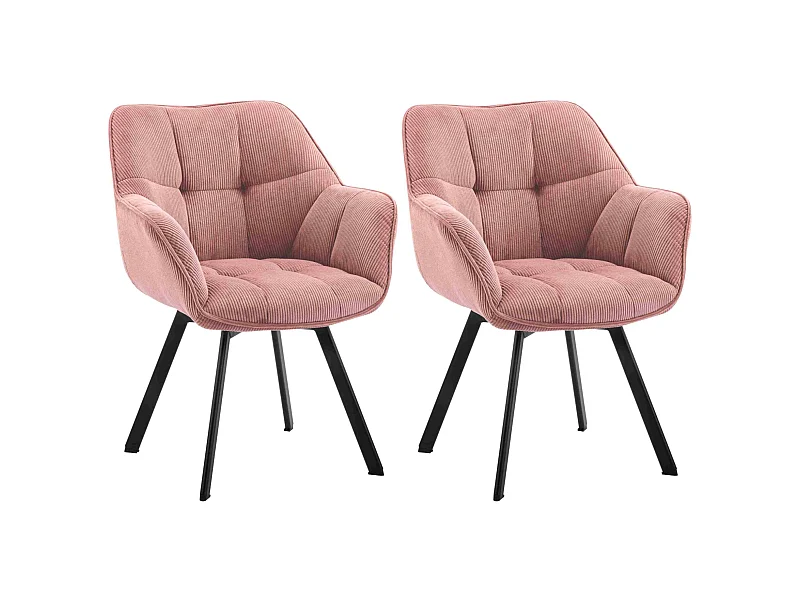 Lot de 2  chaises avec accoudoirs - Cordon - Rose - Jordi