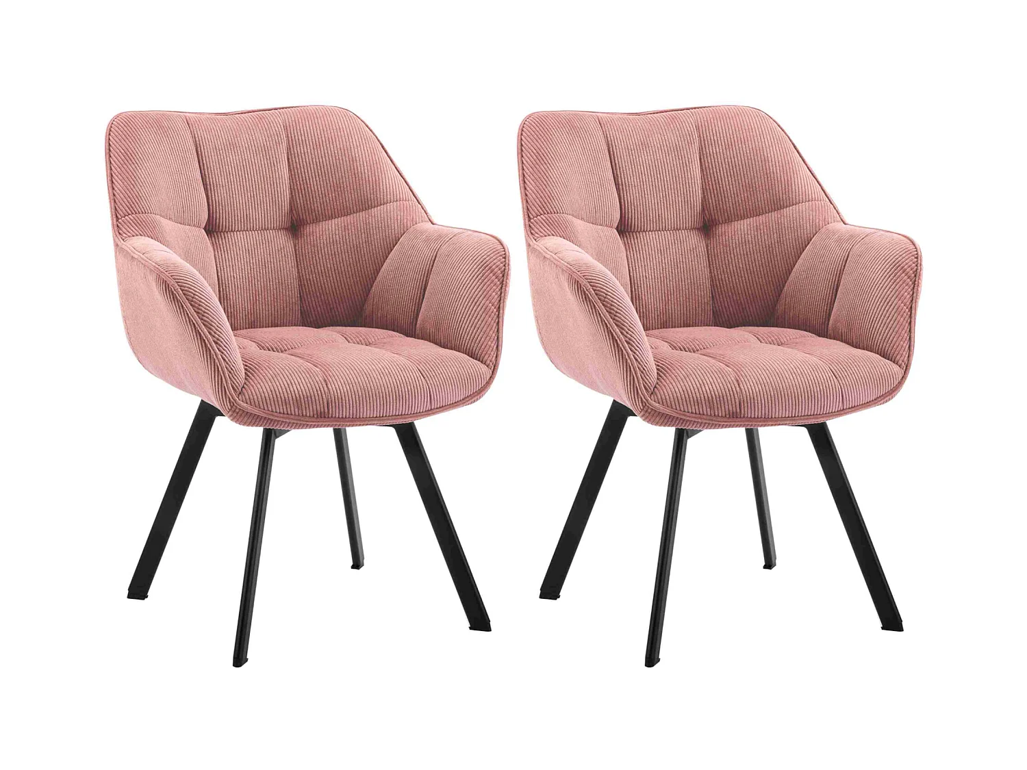 Lot de 2  chaises avec accoudoirs - Cordon - Rose - Jordi