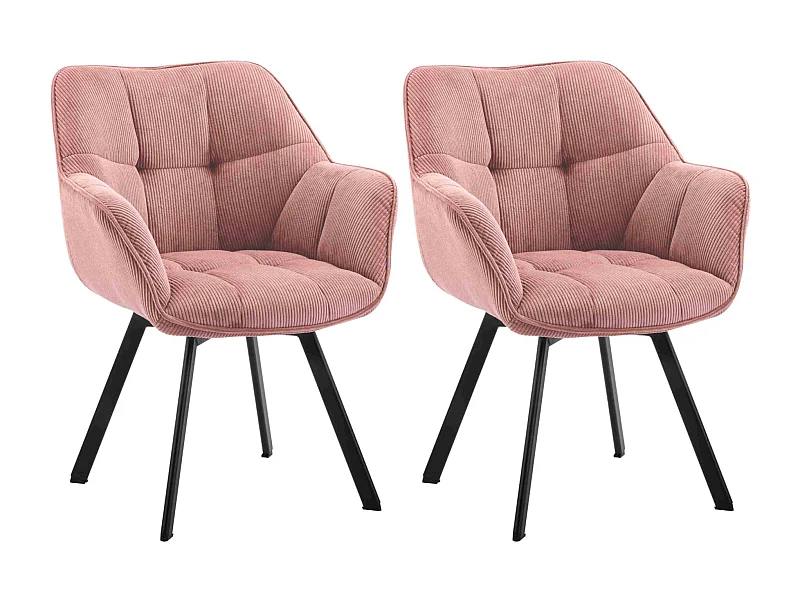 Lot de 2  chaises avec accoudoirs - Cordon - Rose - Jordi
