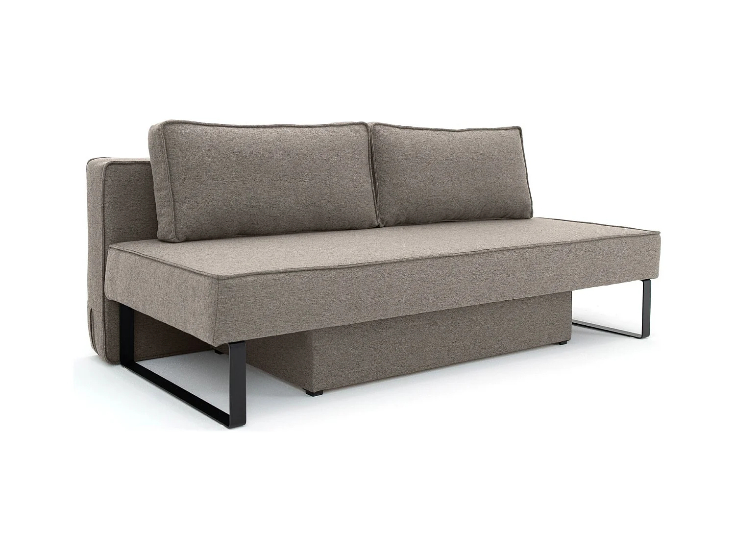 Divano letto NOMI con contenitore e funzione letto, tessuto Faro, marrone chiaro