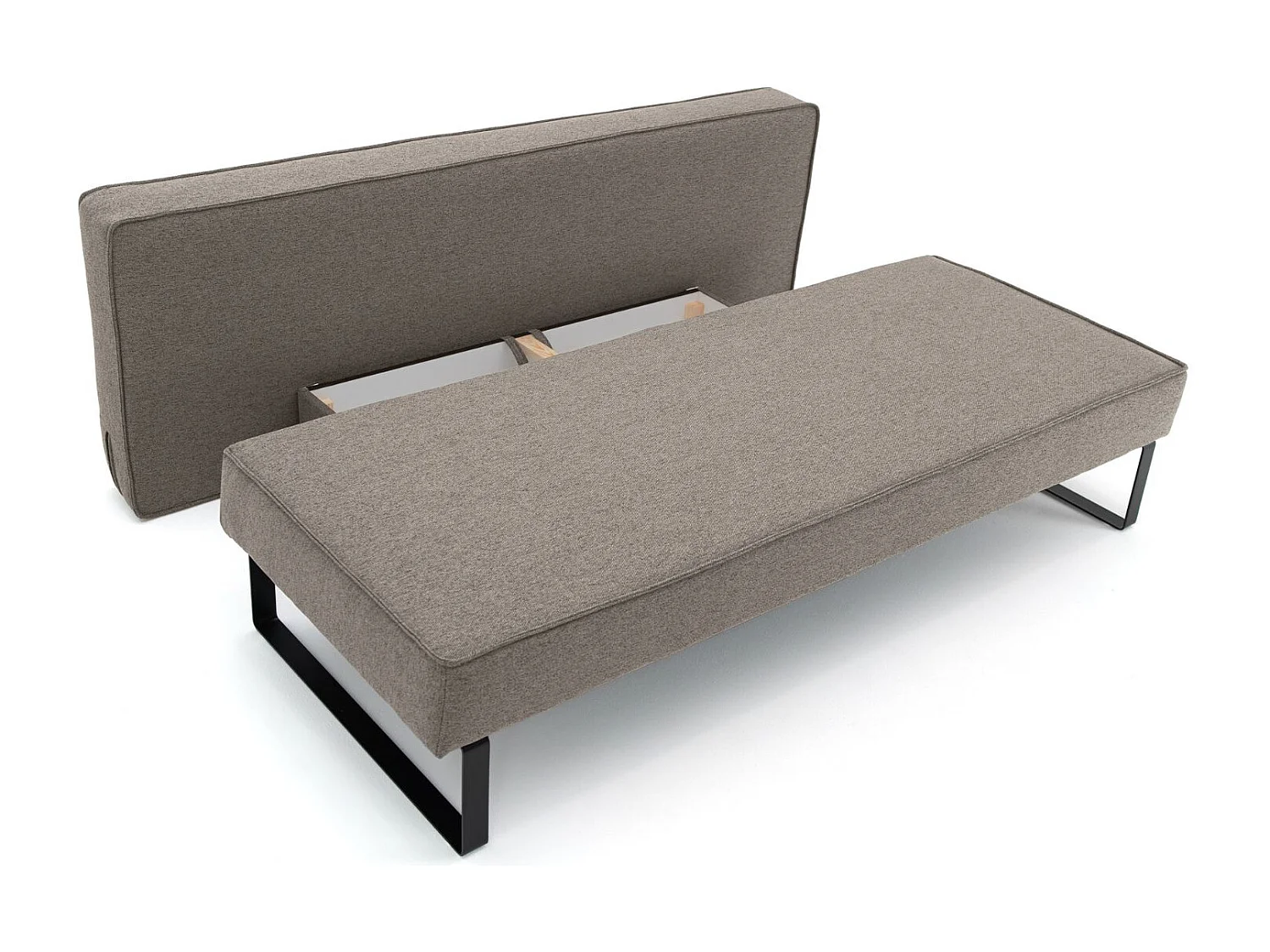 Canapé-lit NOMI avec rangement et fonction couchage, tissu Faro, marron clair