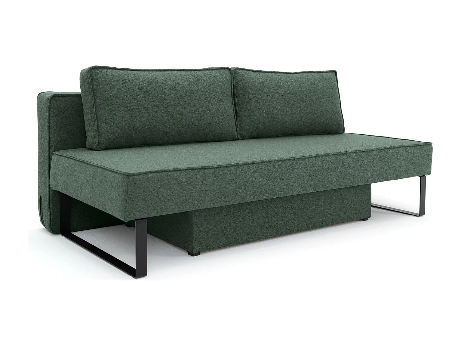 Canapé-lit NOMI avec rangement et fonction couchage, tissu Faro, vert