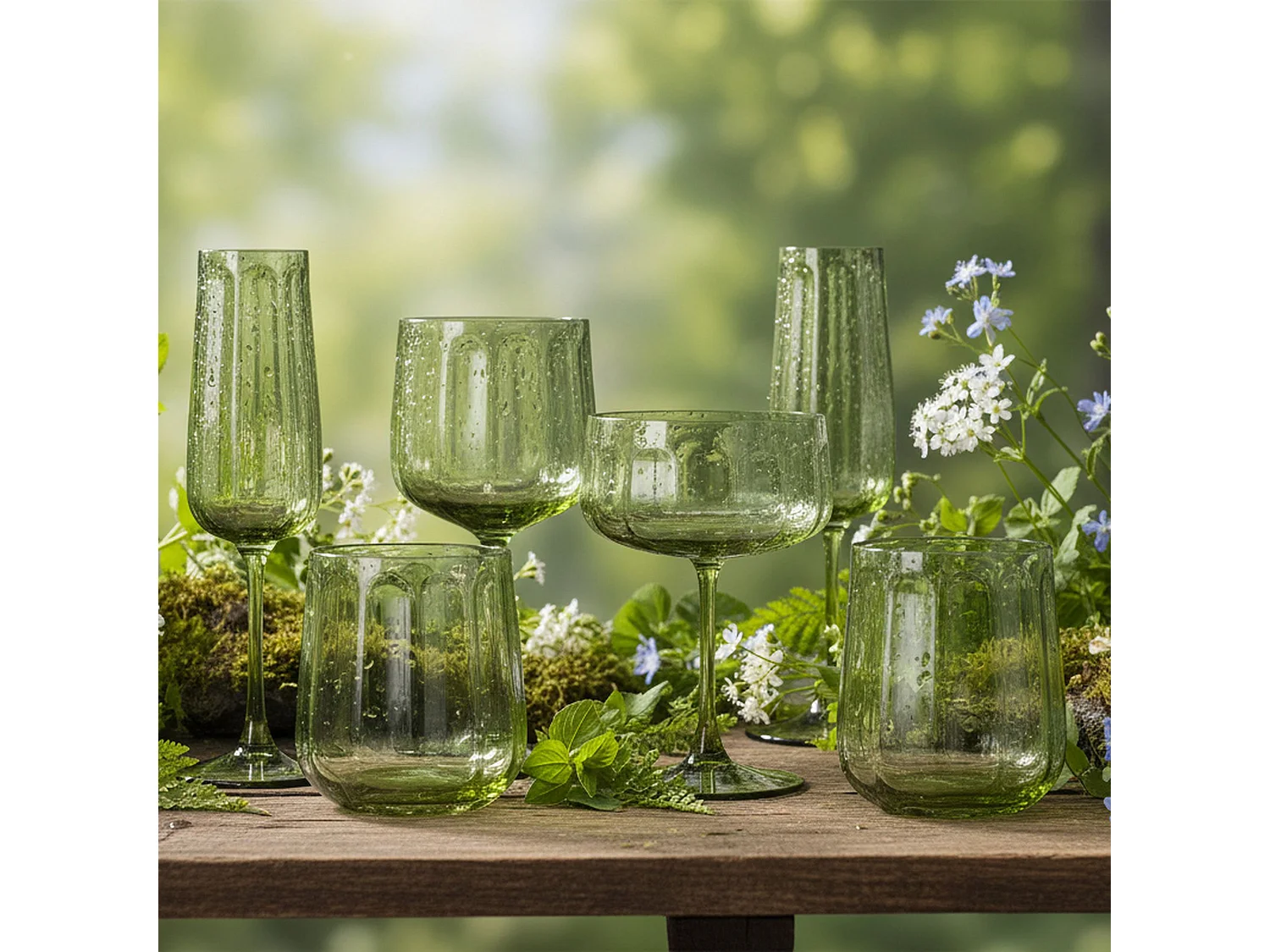Novastyl - Lot De 4 Flutes Riviera 24cl En Verre Vert