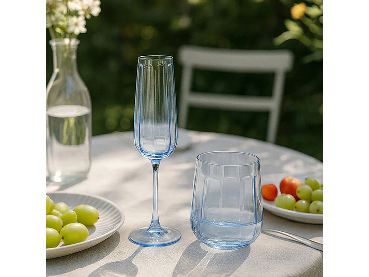 Novastyl - Lot De 4 Flutes Riviera 24cl En Verre Bleu
