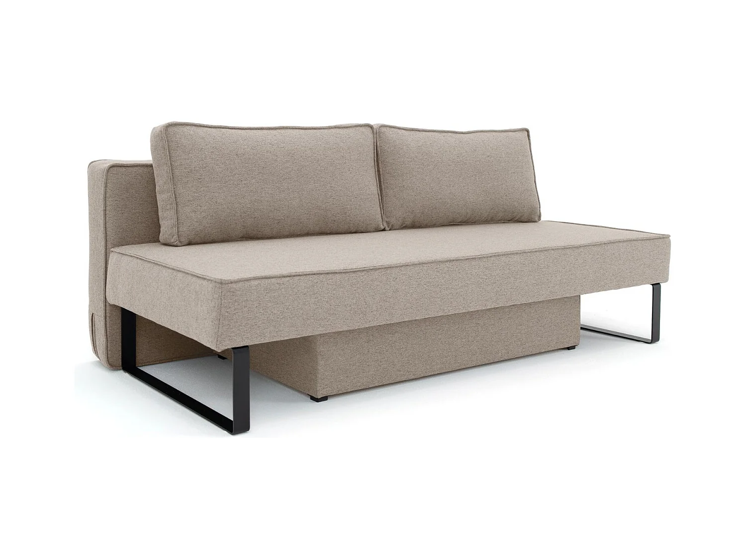 Schlafsofa mit bettkasten und schlaffunktion NOMI, Stoff Faro, Dunkelbeige