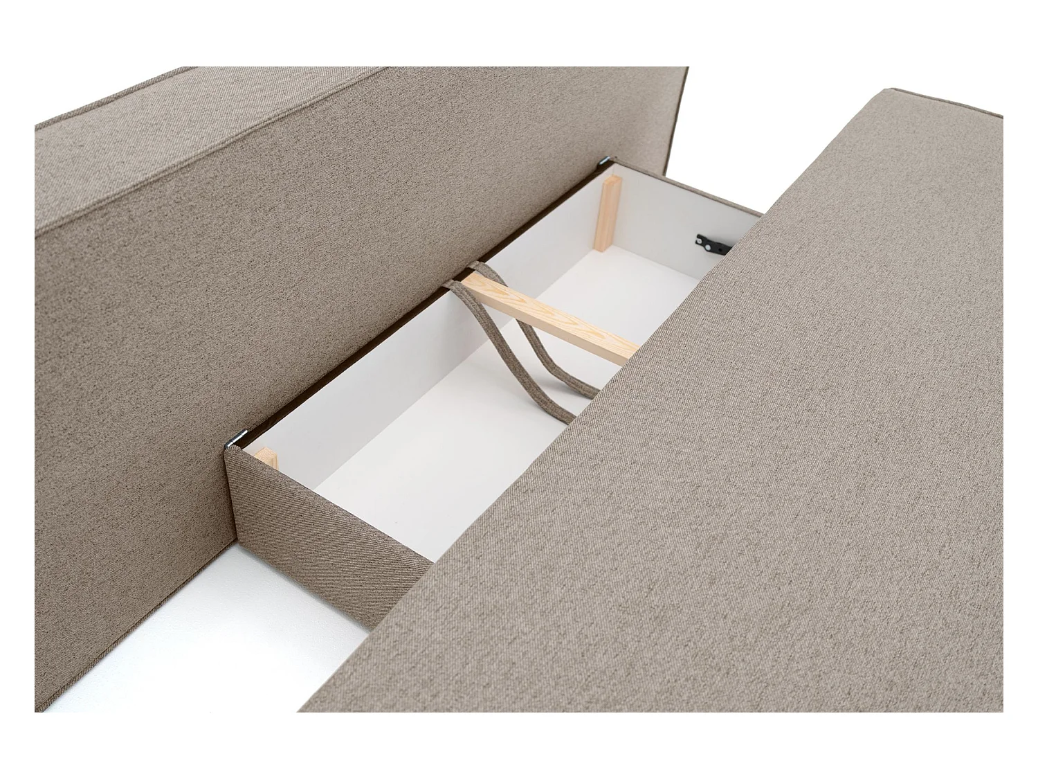 Schlafsofa mit bettkasten und schlaffunktion NOMI, Stoff Faro, Dunkelbeige