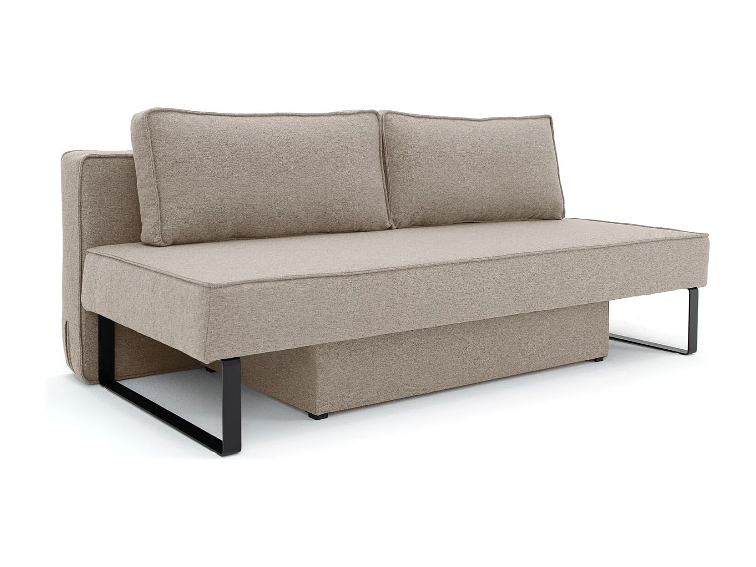 Canapé-lit NOMI avec rangement et fonction couchage, tissu Faro, beige foncé