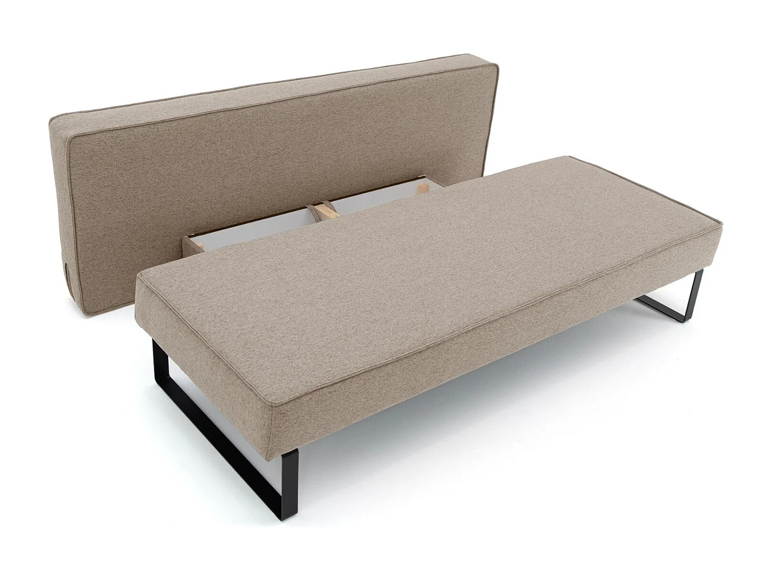 Canapé-lit NOMI avec rangement et fonction couchage, tissu Faro, beige foncé