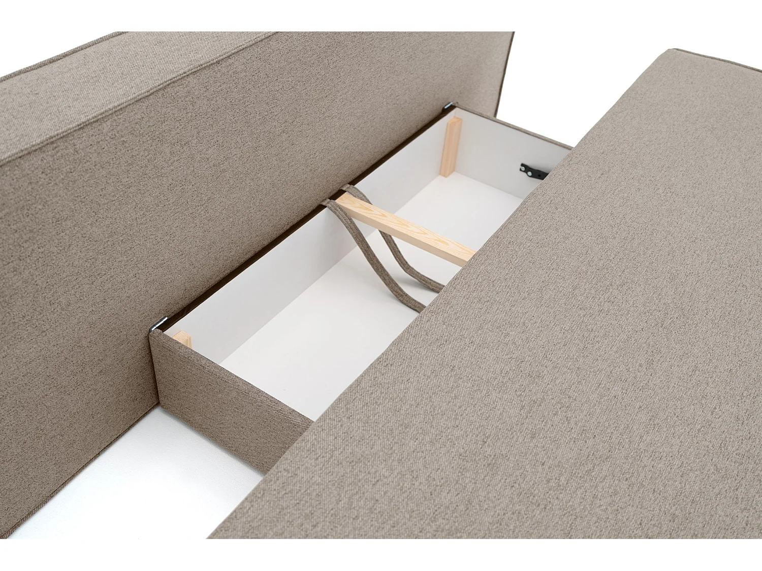 Canapé-lit NOMI avec rangement et fonction couchage, tissu Faro, beige foncé