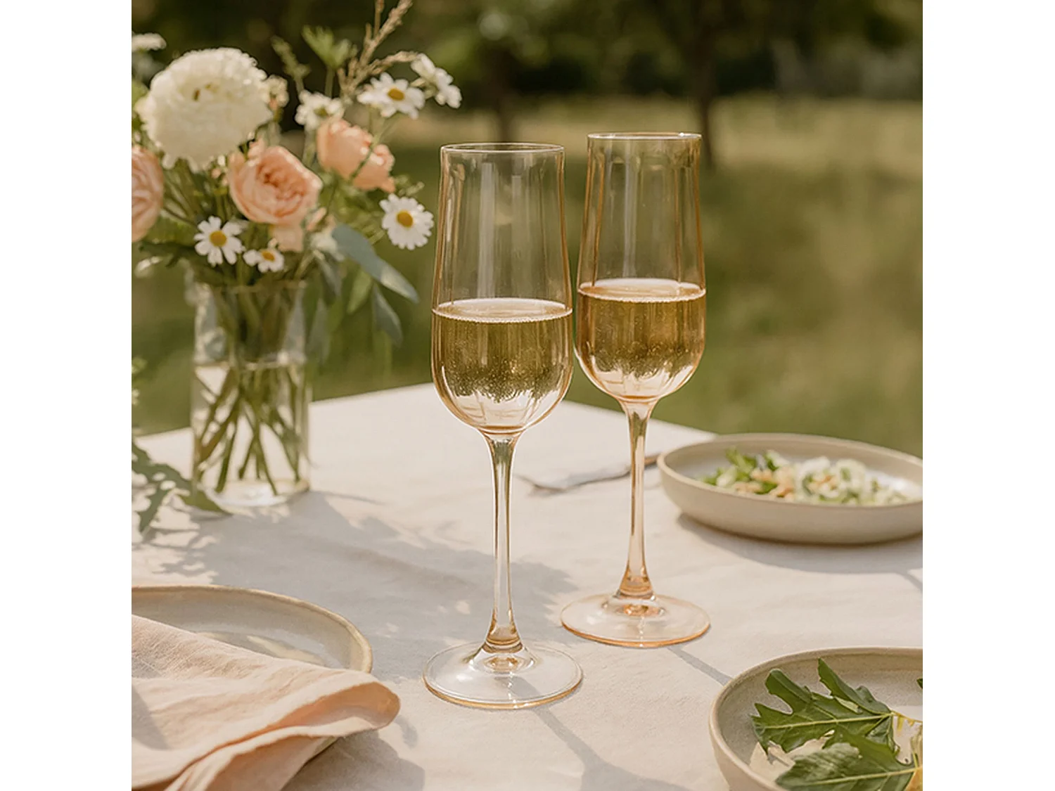 Novastyl - Lot De 4 Flutes Riviera 24cl En Verre Orange