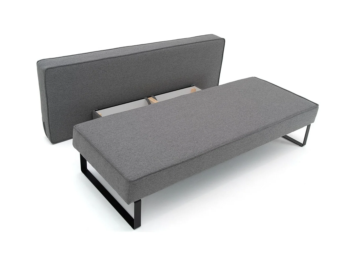 Schlafsofa mit bettkasten und schlaffunktion NOMI, Stoff Faro, Dunkelgrau