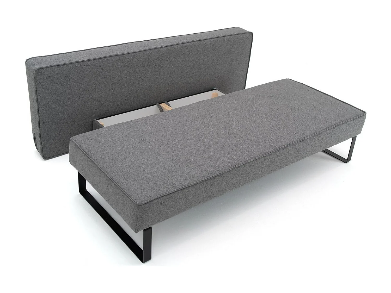 Canapé-lit NOMI avec rangement et fonction couchage, tissu Faro, gris foncé