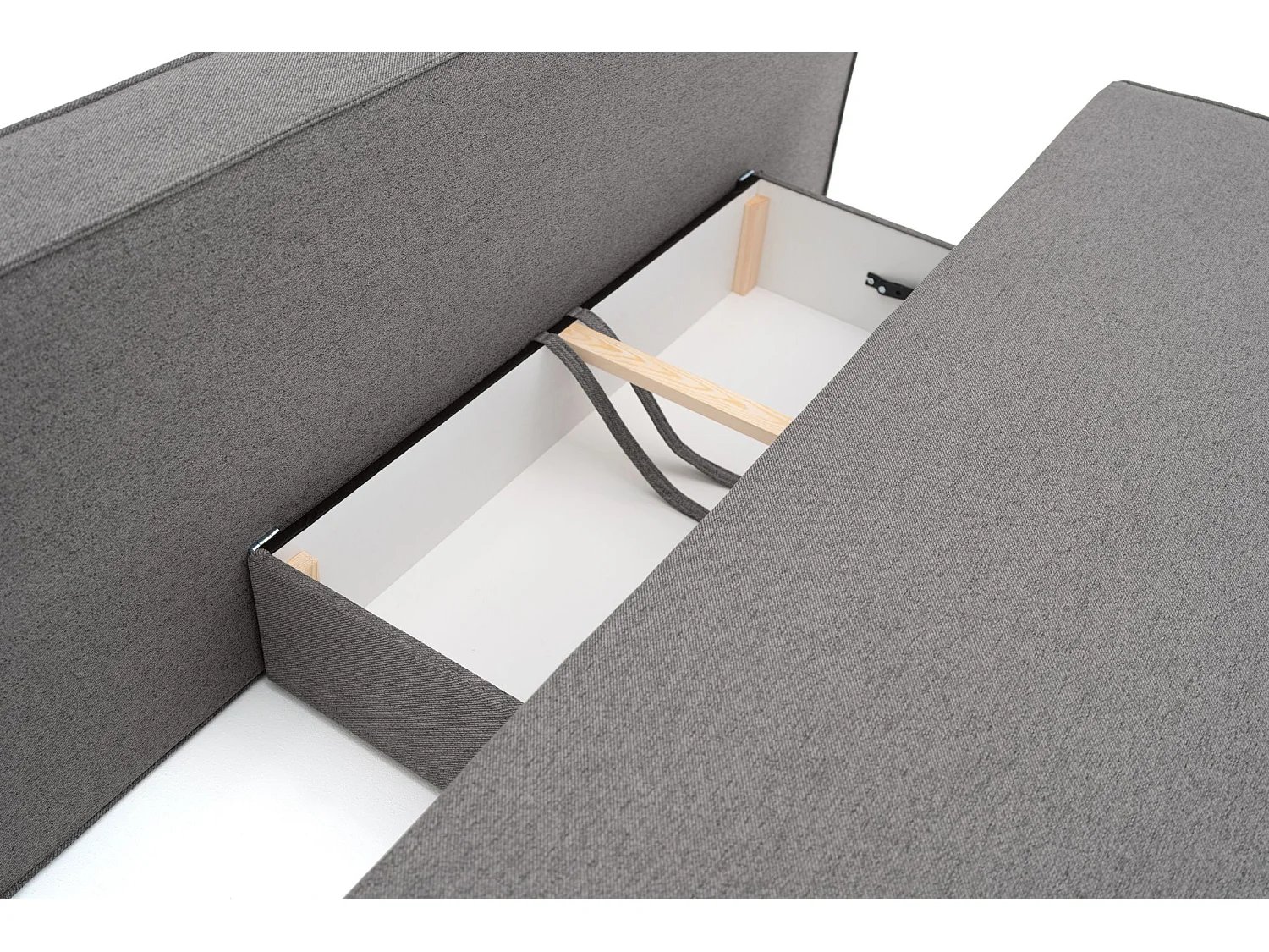 Canapé-lit NOMI avec rangement et fonction couchage, tissu Faro, gris foncé