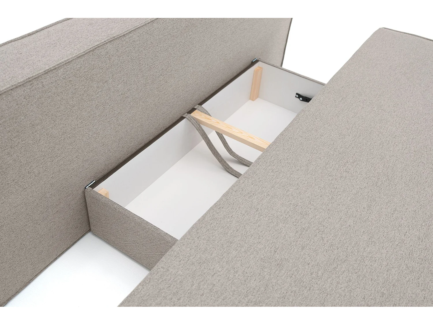 Canapé-lit NOMI avec rangement et fonction couchage, tissu Faro, gris clair