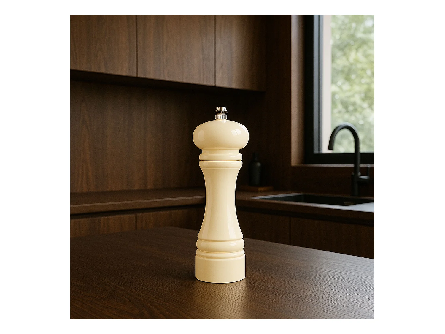 Menastyl - Moulin Sel Poivre 18.5cm En Plastique Creme Broyeur Ceramique