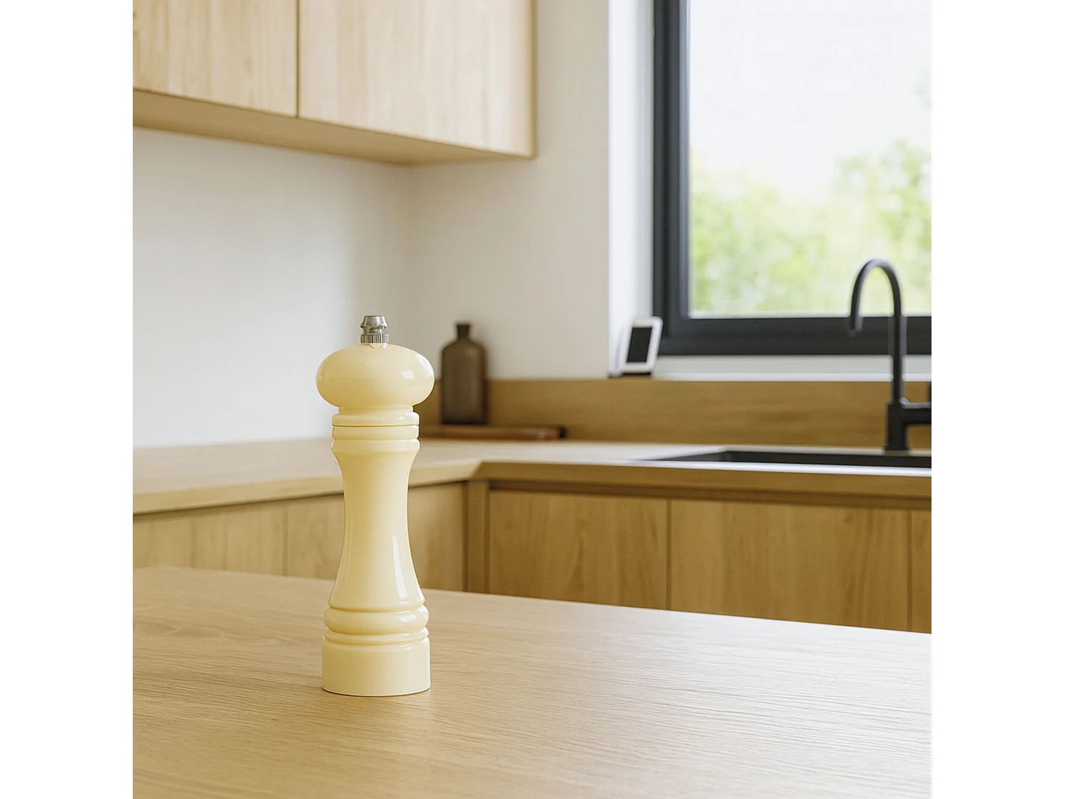 Menastyl - Moulin Sel Poivre 18.5cm En Plastique Creme Broyeur Ceramique