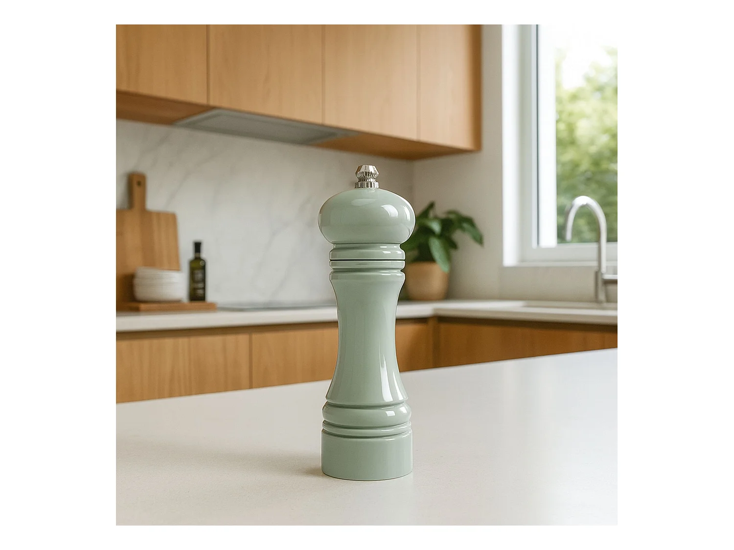 Menastyl - Moulin Sel Poivre 18.5cm En Plastique Celadon Broyeur Ceramique