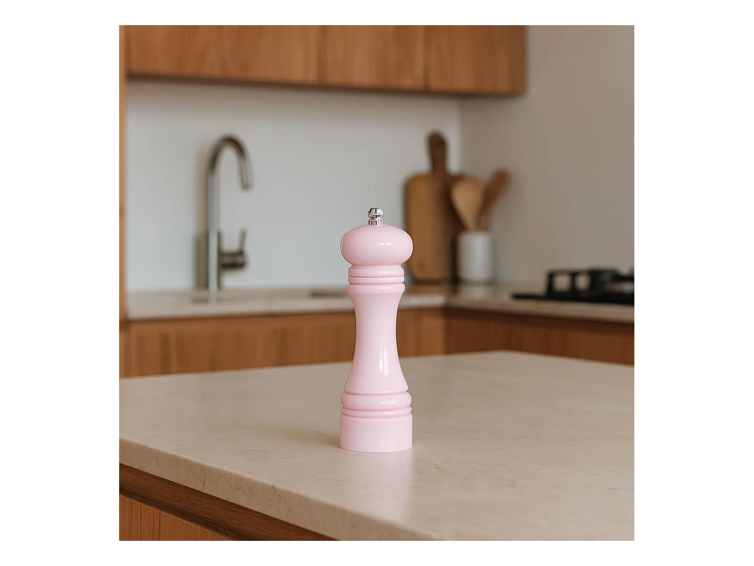 Menastyl - Moulin Sel Poivre 18.5cm En Plastique Rose Broyeur Ceramique