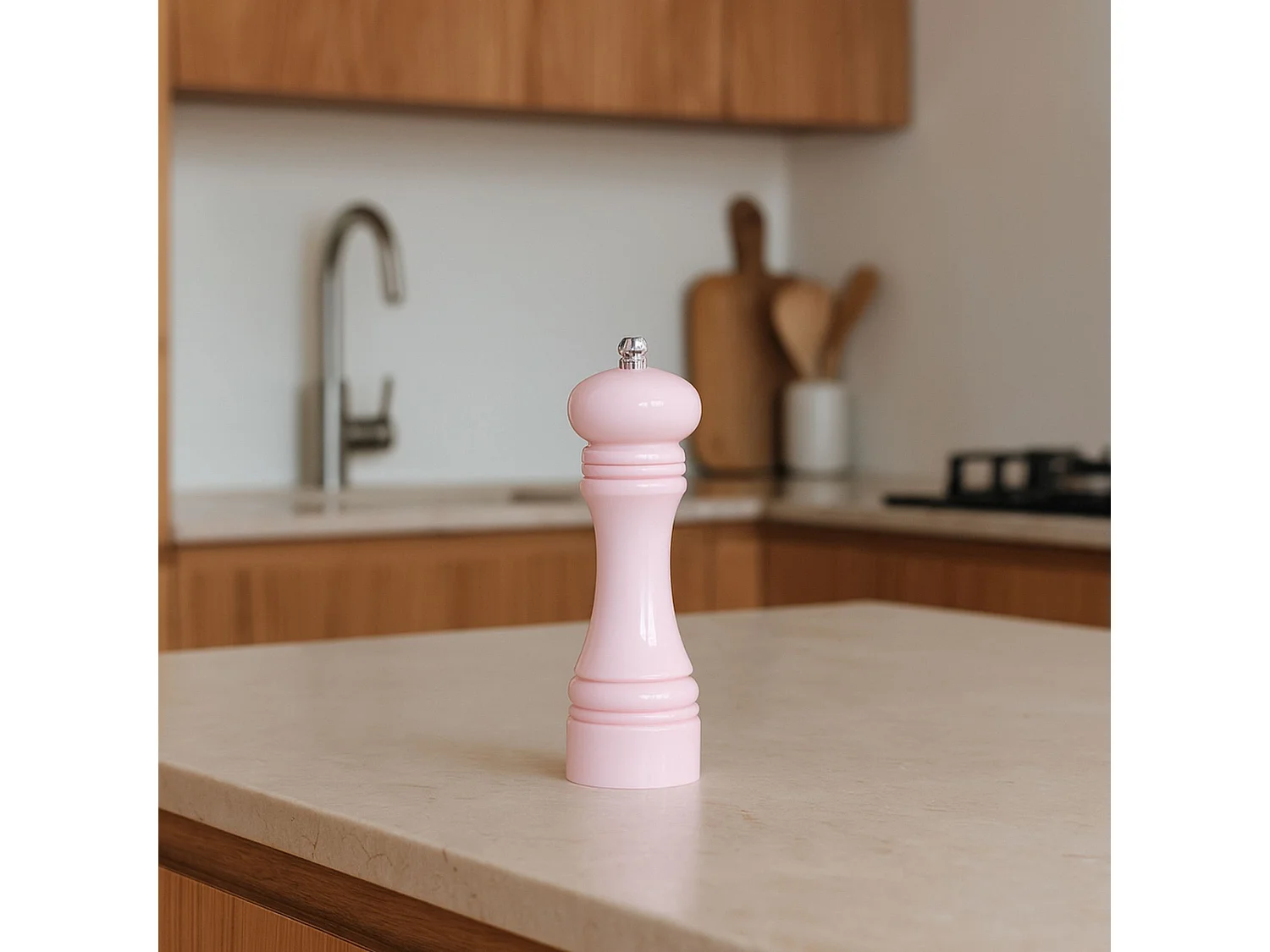 Menastyl - Moulin Sel Poivre 18.5cm En Plastique Rose Broyeur Ceramique