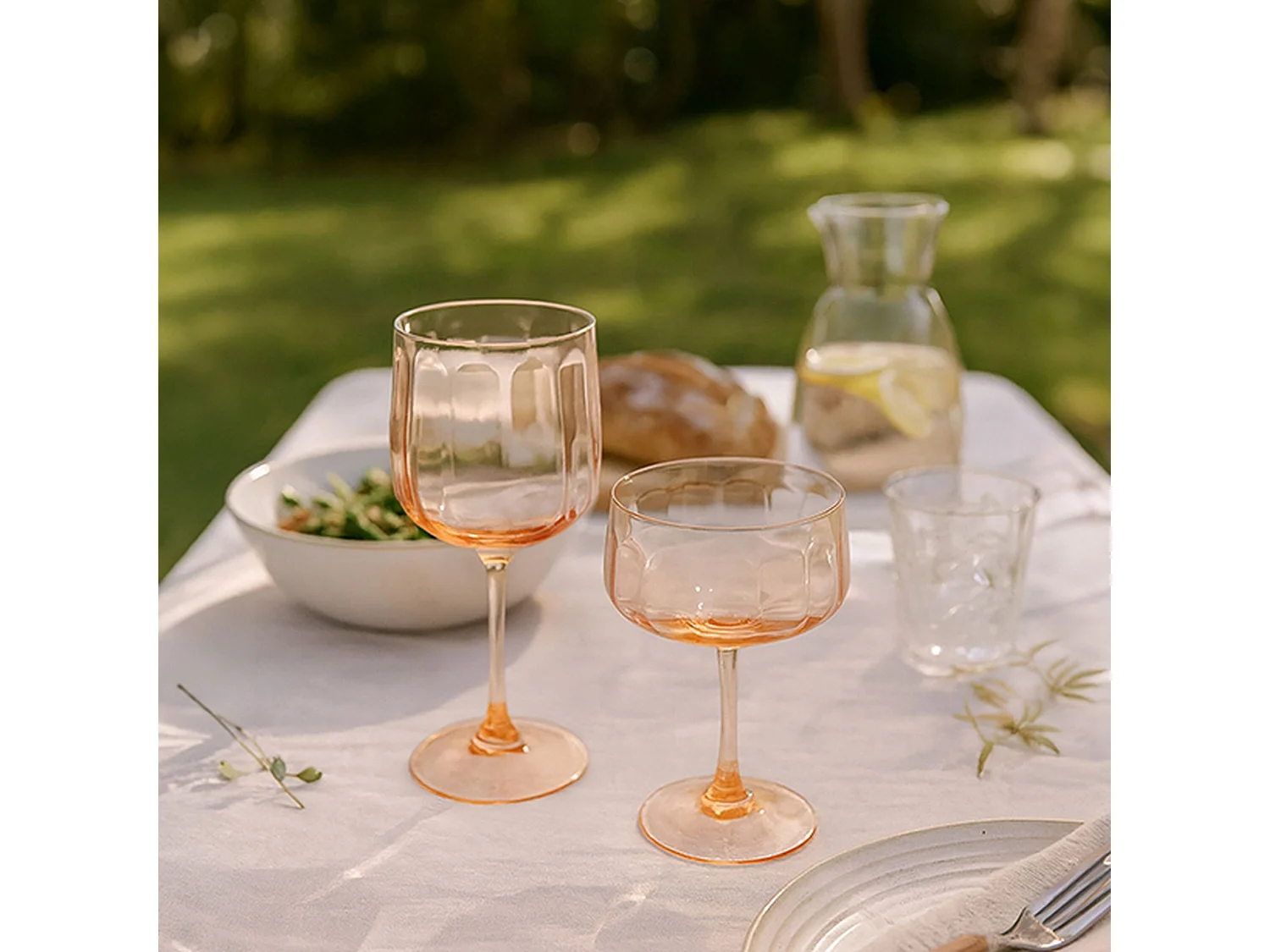 Novastyl - Lot De 4 Verres A Pied Riviera 49cl En Verre Orange