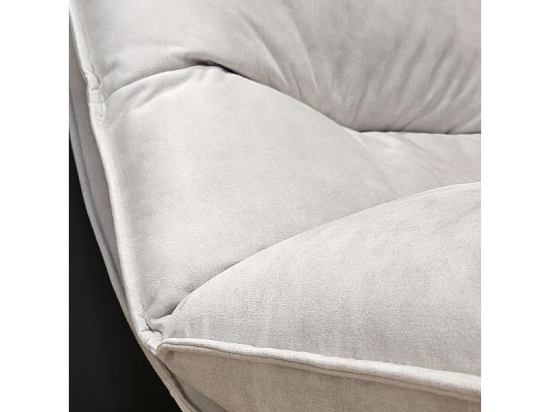 Fauteuil pivotant 360° tissu doux écru et pied en métal noir - HOLLY